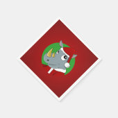 Cartoon met kerstrinoceros servetten (Hoek)