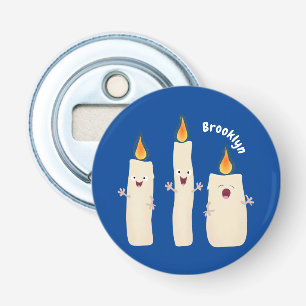 Cartoon met kutzend kaars button flesopener