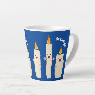 Cartoon met kutzend kaars latte mok