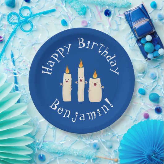 Cartoon met kutzend kaars papieren bordje (Feest)