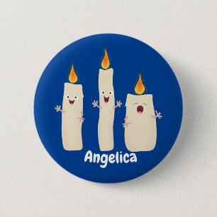 Cartoon met kutzend kaars ronde button 5,7 cm