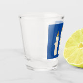 Cartoon met kutzend kaars shot glas (Links)