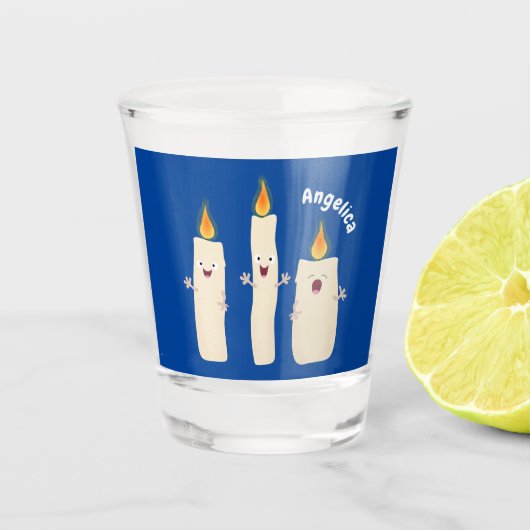 Cartoon met kutzend kaars shot glas (Voorkant)