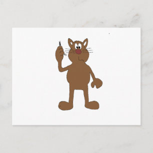 Cartoon met mobiele telefoon briefkaart