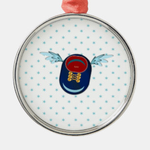 Cartoon met schotel en sterren metalen ornament