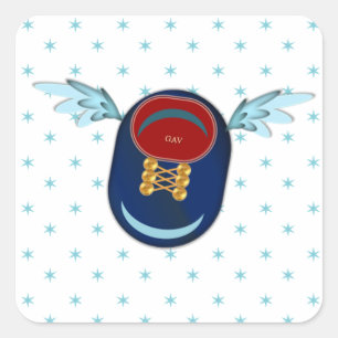 Cartoon met schotel en sterren vierkante sticker