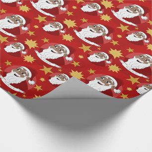Cartoon met zwarte kerstman glimlachen cadeaupapier