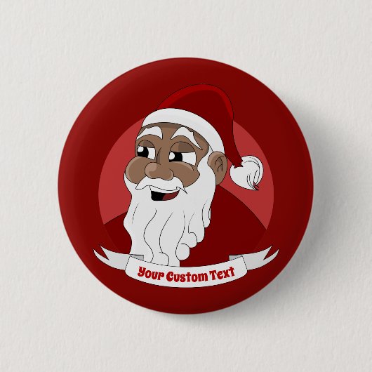 Cartoon met zwarte kerstman glimlachen ronde button 5,7 cm (Voorkant)
