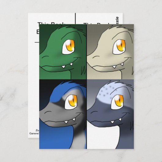 Cartoon Microraptors Dinosaurus Bladwijzer 1 Briefkaart (Voorkant / Achterkant)