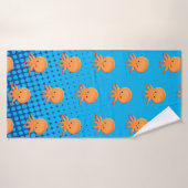 Cartoon mignon bébé poulpe bleu océan (Serviette de bain)