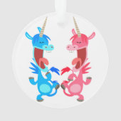 Cartoon mignon Danser Unicornes Acrylique Ornement (dos)