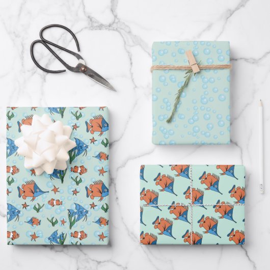 Cartoon mignon FisWrapping Papier plat Ensemble de (Recto)