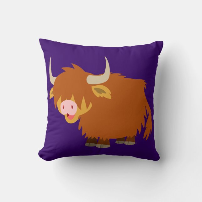 Cartoon mignon Highland Cow Coussin (Recto)