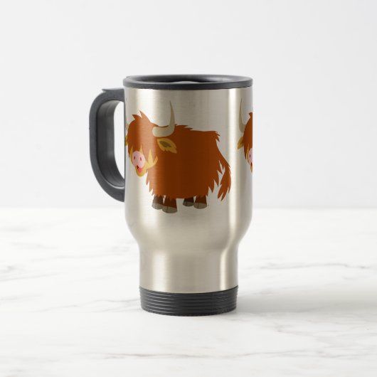 Cartoon mignon Highland Cow Travel Mug (Devant gauche)