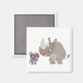 Cartoon mignon Rhino Baby & Big Rhino Magnet (Recto/Verso)