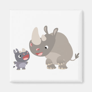 Cartoon mignon Rhino Baby & Big Rhino Magnet