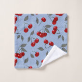 Cartoon mignon rouge cerise baies vert feuille ble (Gant de toilette)