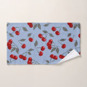 Cartoon mignon rouge cerise baies vert feuille ble (Serviette à main)