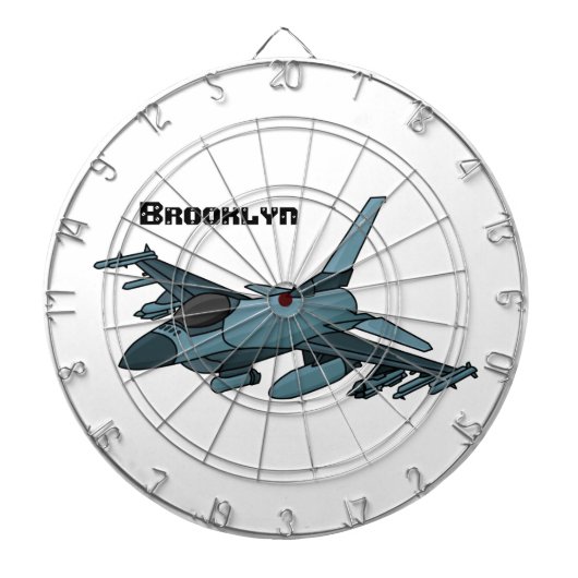 Cartoon militair jachtvliegtuig dartbord (Voorkant)