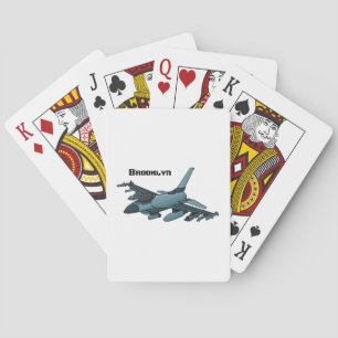 Cartoon militair jachtvliegtuig pokerkaarten