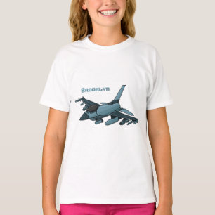 Cartoon militair jachtvliegtuig t-shirt