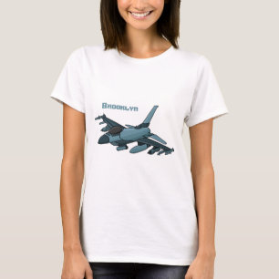 Cartoon militair jachtvliegtuig t-shirt