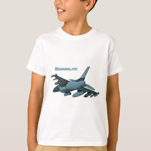 Cartoon militair jachtvliegtuig t-shirt