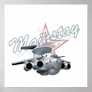 Cartoon militair vliegtuig poster