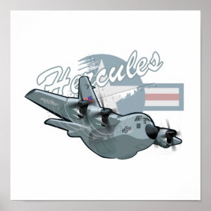 Cartoon militair vliegtuig poster