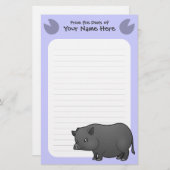 Cartoon Miniature Pig Briefpapier (Voorkant / Achterkant)