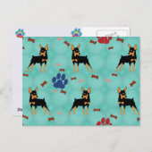 Cartoon Miniature Pinscher Briefkaart (Voorkant / Achterkant)
