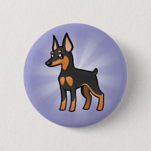 Cartoon Miniature Pinscher/Manchester Terrier Ronde Button 5,7 Cm