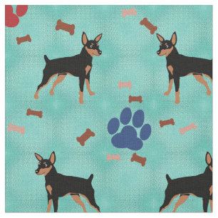 Cartoon Miniature Pinscher Stof
