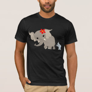 Cartoon Moeder Elephant en Calf T-shirt