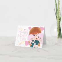 Cartoon moeder met haar tweeling Kaart