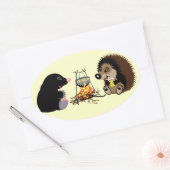 cartoon mole en egel ovale sticker (Envelop)