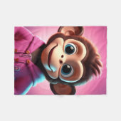 Cartoon Monkey Fleece Deken (Voorkant (Horizontaal))
