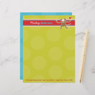 Cartoon Monkey Fun Personal Custom Letterhead Gepersonaliseerd Briefhoofd