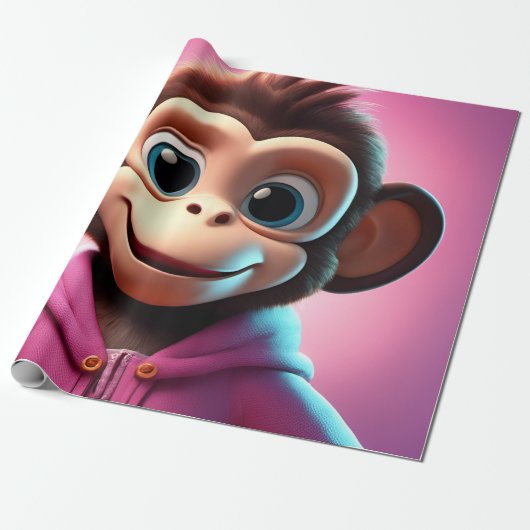 Cartoon Monkey inpakpapier (Uitgerold)