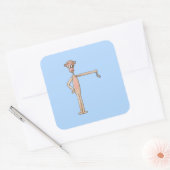 Cartoon Monkey met Smelly Sock. Vierkante Sticker (Envelop)