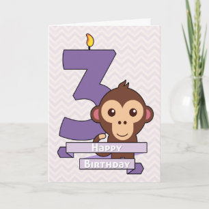 Cartoon Monkey op een verjaardag Kaart voor het ki