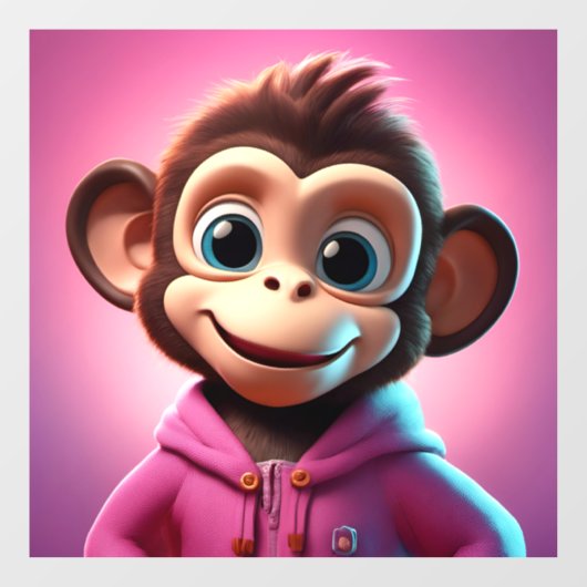 Cartoon Monkey Venster Cling Raamsticker (Vel)