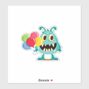 Cartoon monster/buitenaardse ballon sticker