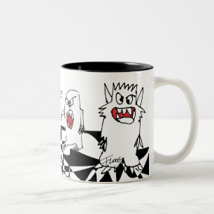 Cartoon monster persoonlijke microbe tweekleurige koffiemok