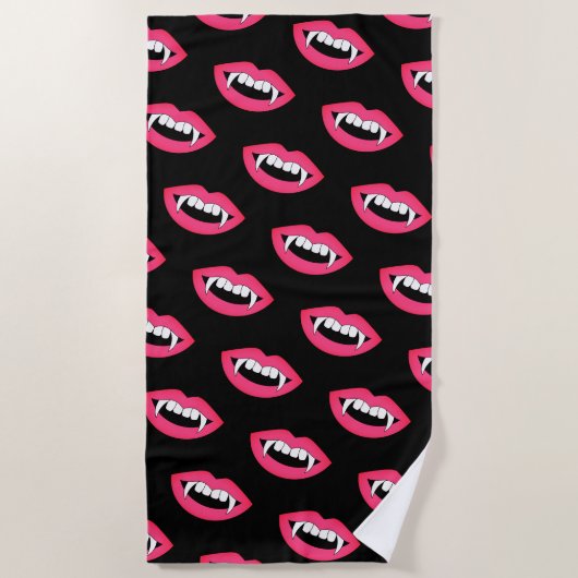 Cartoon Monster Vampire Lips sharp Teeth Fangs Strandlaken (Voorkant)