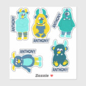 Cartoon Monsters Gepersonaliseerde Sticker Set (Vel)