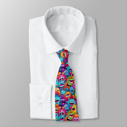 Cartoon Monsters Necktie Stropdas (Gebonden)