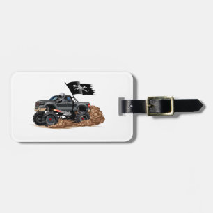 Cartoon monstertruck bagagelabel