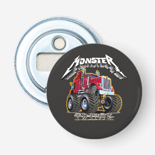 Cartoon monstertruck button flesopener