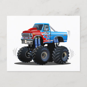 Cartoon monstertruck feestdagenkaart
